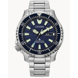 Citizen Promaster Dive Automatic Fugu Ny0136-52l Cor Da Pulseira: Prata, Moldura, Cor De Fundo Prateada, Cor De Fundo Azul