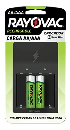 Cargador Pilas Aa/aaa Rayovac Con 2 Pilas Aa