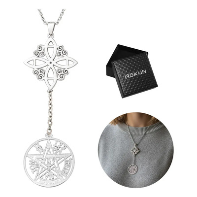 AOKUN Collars Plata Mujer Con Colgante Nudo De Bruja Y Tetragramatón Regalos | MercadoLibre