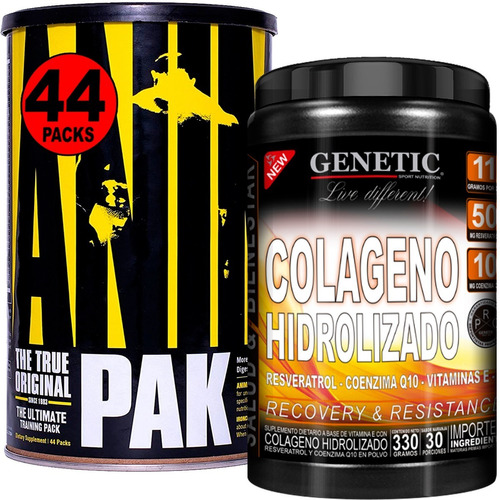 Crecimiento Muscular Animal Pak Universal + Colágeno Genetic