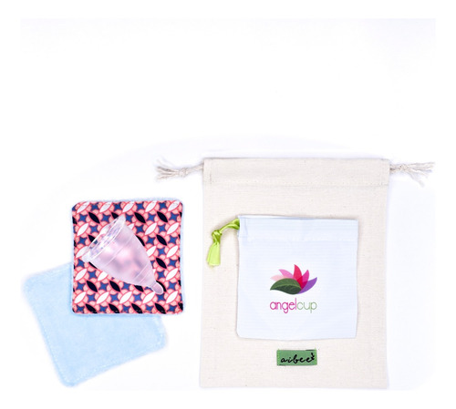 Copa Menstrual Angel Cup (ch/gde) + Pad Desmaquillante Aibee