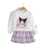 Conjunto De Roupas Fwefww Kuromi Para Meninas Com Blusa E Sa