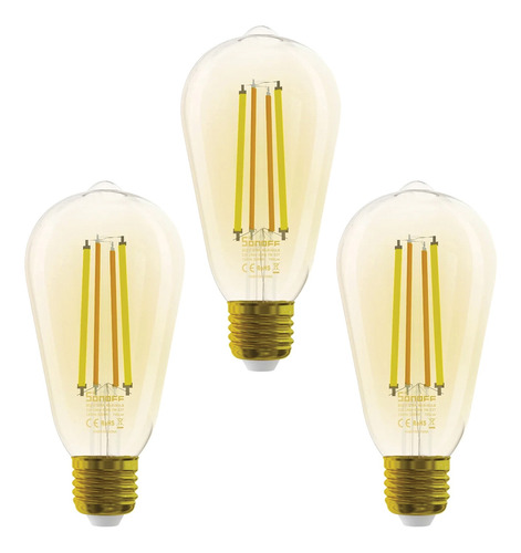 Pack 3 Ampolletas Edison Smart Led Filamento B02 F-st64