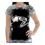 Camisa Camiseta D  Feminina Estampa Caveira Osso Esqueleto 6