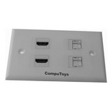 Zfac18 Toma Pared Con Puertos Hd X2 Y Rj45 X2 Computoys