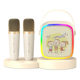 Máquina De Karaoke Portátil Con Dos Micrófonos, Mini Altavoz