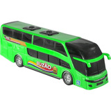 Ônibus De Brinquedo Buzão 41cm Roda Livre Dois Andares Verde