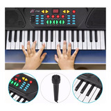 Piano Eléctrico De Juguete Para Niños, 37 Teclas 8 Ritmos Color Negro