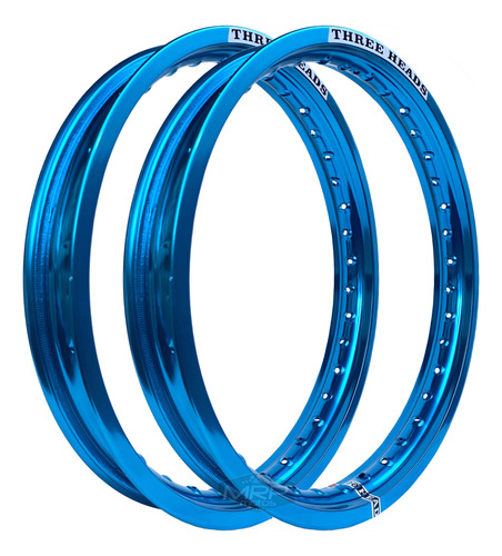 Aros Threeheads 18x250 Largos Titan Fan Ybr Azul Claro