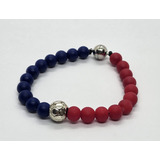 Pulsera Azul Rojo Futbol Barcelona Pelota Plata - Pulse