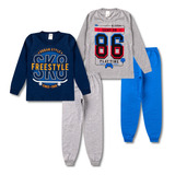 Kit 2 Conjunto Juvenil Menino Roupa Frio Inverno Masculino