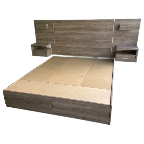 Combo Cabecera Respaldo Mas Cama Box Con Cajones 1.60