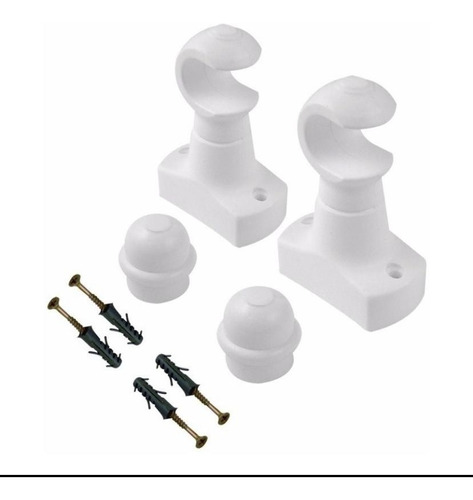 Kit Suporte Cortina P/ Varão 28mm Branco Pvc (par) Reibraz