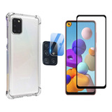 Capa Anti Impacto + Pelicula + Lente Camera Para Galaxy A21s