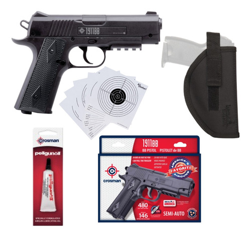 Kit Crosman 1911 Bbs 4.5mm 5 Co2 12g Pellgun Oil Xchws C