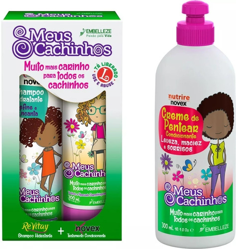 Kit Meus Cachinhos Novex - Shampoo+condiciona+creme Pentear