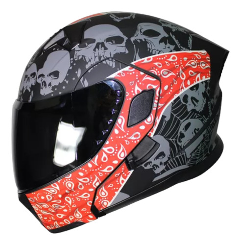 Casco Abatible  Half Bandido Luz Led Trasera Rojo Dot