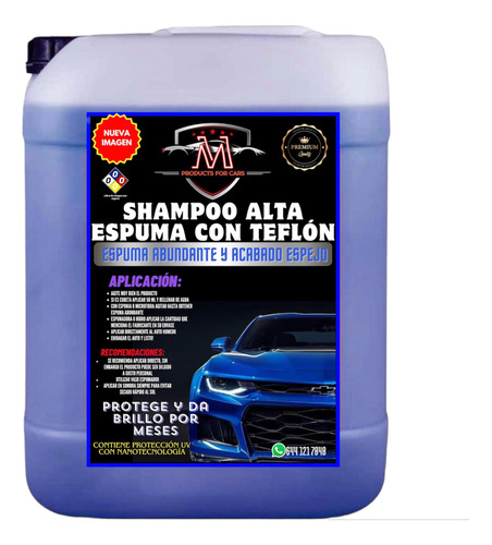 Shampoo Teflon, Cerámico , Triple Acción Cera Espumoso 20l