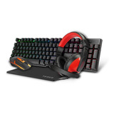 Kit Gamer Tedge Teclado + Mouse + Auriculares Color Negro