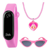 Relogio Infantil Barbie Digital + Oculos Proteção Uv + Colar