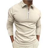 R Hombres Tops Camisas Cuello Vuelto Cremallera Suéter Casu