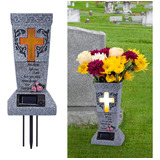 Jarrón Solar De Cementerio Con Led Para Flores Frescas/artif