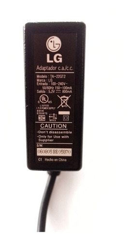 Adaptador, Eliminador De Corriente LG  5.2v 800ma