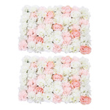 2pcs Paneles De Pared De Flores Artificiales Rosa