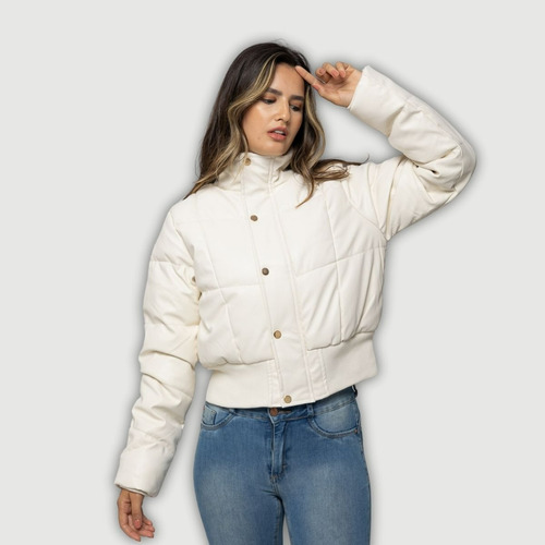 Jaqueta Puffer Feminina Bobojaco Em Corino Estilo Blogueira