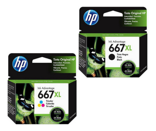 Kit Cartucho Hp 667 667xl Deskjet 2776 Preto E Color