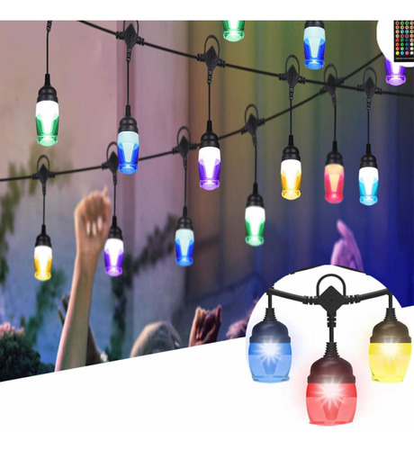 Cadena Soquete De 10 Luces Guirnalda Rgb Decorativa Terrazas