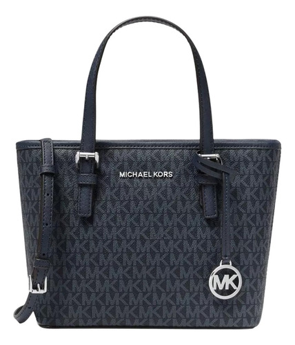 Bolsa Michael Kors Original Mini Tote Negro Logo Plata