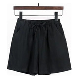 A Mini Calças De Praia De Algodão, Linho, Shorts Femininos