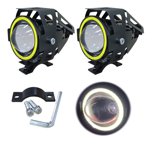 Par Exploradoras Moto Faros Auxiliares Ojo De Angel Blanco