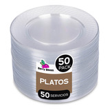 50 Platos Pasteleros Desechables Elegantes, Plástico, 16 Cm