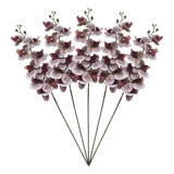 5 Galhos De Orquídea Grande Com Veios 3d Plantas Decorativas