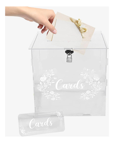 Caja De Vidrio Para Tarjetas De Boda Con Ranura