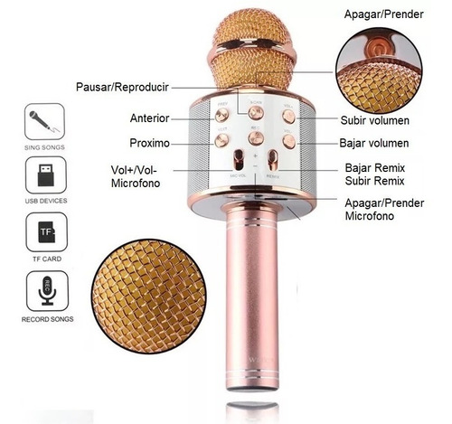 Micrófono Karaoke Niños 5w Bluetooth Efectos De Voz Parlante