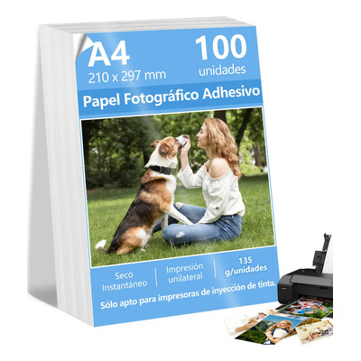 ECOZENDSY 100 Hojas Papel Fotográfico Adhesivo Glossy A4 De 135gr para Impresión Inkjet | MercadoLibre