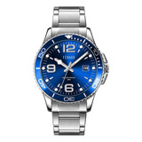 Reloj Feraud Hombre Acero Azul Calendario Lupa F5572 Gsla