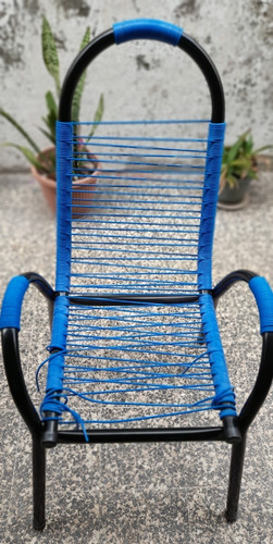 Sillas De Jardín Paraguaya Tejido Pvc Color Azul