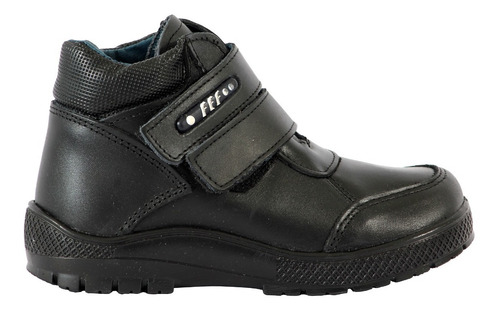 Bota  Niño Piel Juvenil Negro  Escolar Casual Botin Velcro