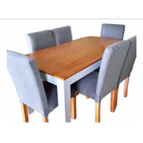 Juego  Comedor  Mesa Exten Color Paraiso  6 Sillas Chenille