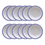 Set De 12 Platos Hondo Tramontina Rústico De Porcelana 22 Cm