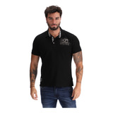 Playera Negra Tipo Polo Hombre Letras Plateadas Boy London