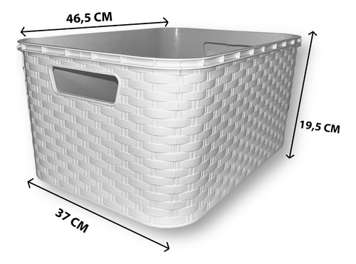 Caja Organizadora Simil Rattan Grande Xl  Con Tapa Combo X6