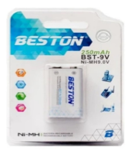 1 Pila Batería Cuadrada Beston Recargable 9v 