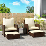 Conjunto Muebles Terraza Rattan 5 Piezas, Compatible Con Jar