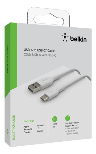 Cable De Usb - A To Usb - C  1m  Belkin Blanco