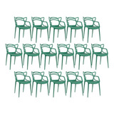 Kit  16 X Cadeiras Allegra Cozinha Jantar Restaurante Cor Da Estrutura Da Cadeira Verde-escuro